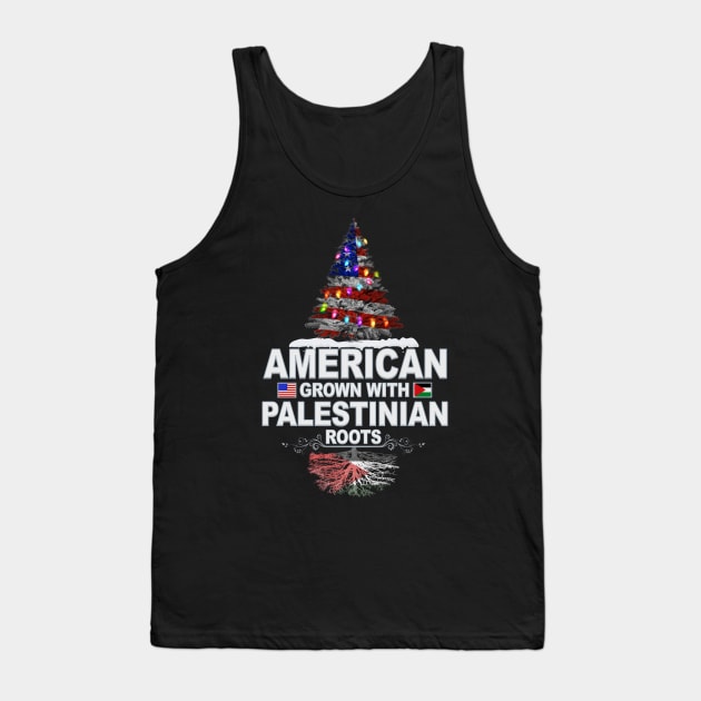 Christmas Tree  American Grown With Palestinian Roots - Gift for Palestinian From Palestine Tank Top by Country Flags
